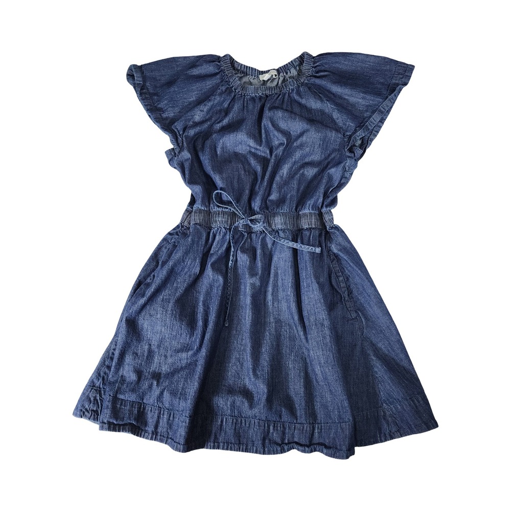 FREE‎ ASSEMBLY Denim Chambray Flutter Sleeve Drawstring Dress Size L